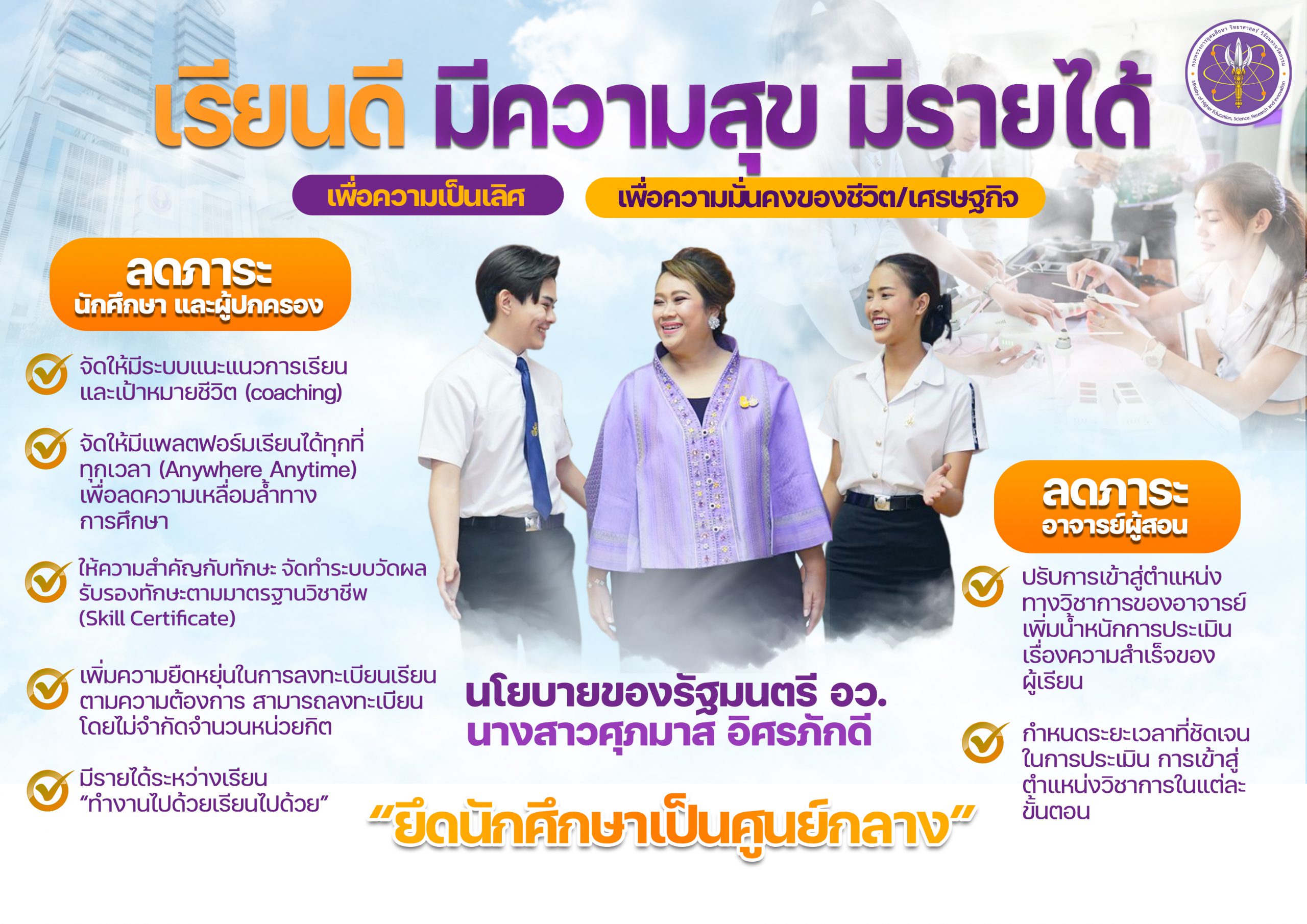 รายงานการประชุมเพื่อมอบนโยบายของรัฐมนตรีว่าการกระทรวงการอุดมศึกษา วิทยาศาสตร์ วิจัยและนวัตกรรม